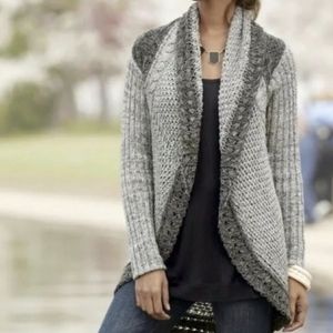 Cabi Circle Cardigan Open Front Lagenlook Chunky Knit Textured Shadow Gray Small